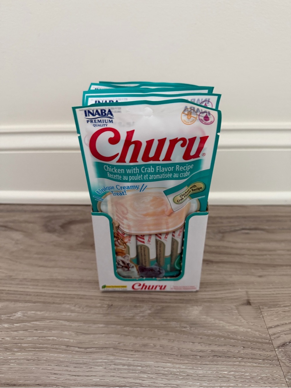 INABA Churu Cat Treats w/ Green Tea Extract (24) 0.5 oz/Tube Chicken w/ Crab NEW